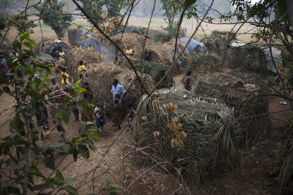 Refugees shelters in Bitima village. Six hundred refugees from South Sudan have found shelter in this small congolese village nearby the border. Families, mostly woman and children have fled the conflict that erupted around Yambio and other areas of Western Equatoria. They have no place where to go, and no more money to go further.