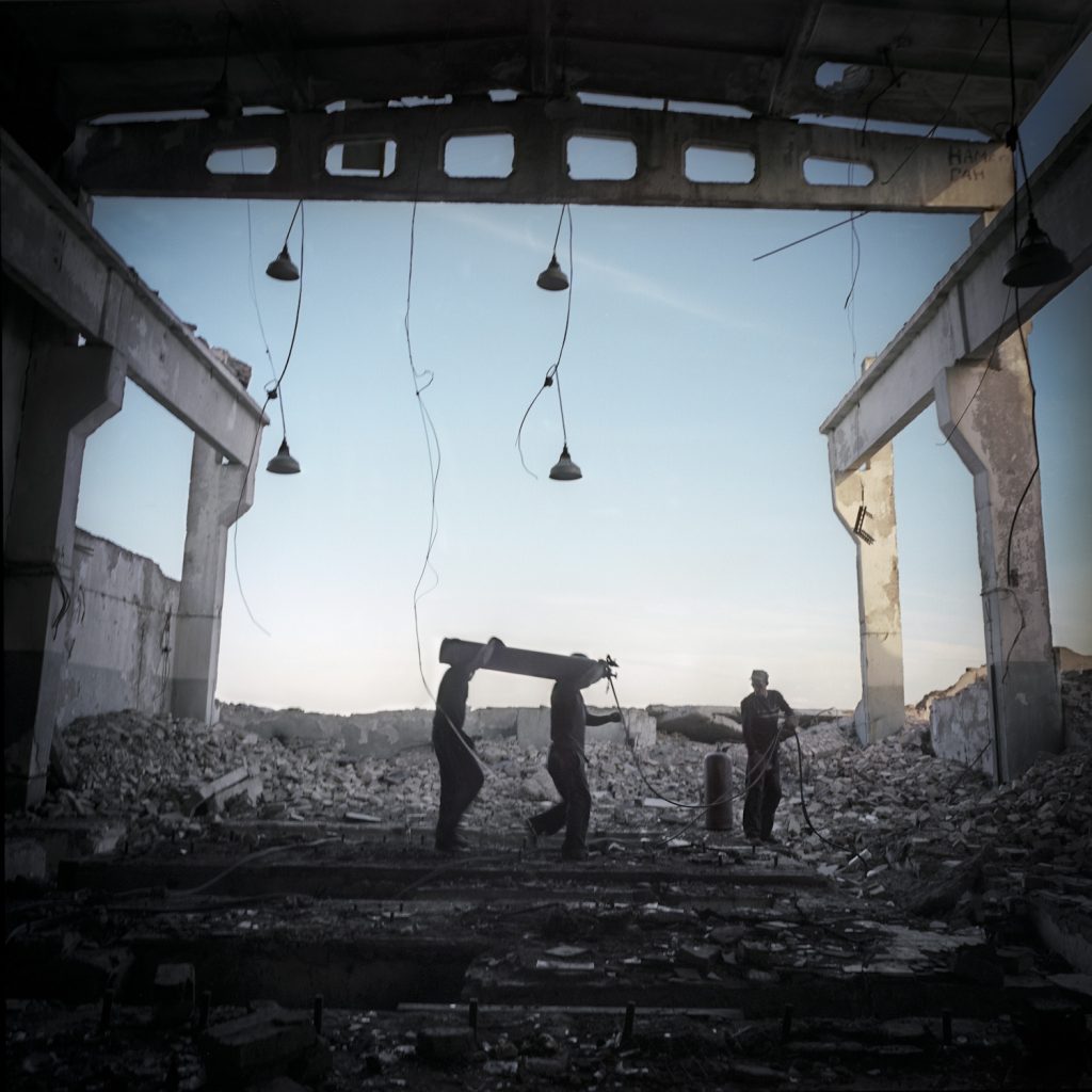 Scrap metal scavengers in the former russian military base Balkash 9, in Sary Shagan polygon. One kilo of metal is sold 20 Tenge ( 0,10€). Metal’s final destination is China.