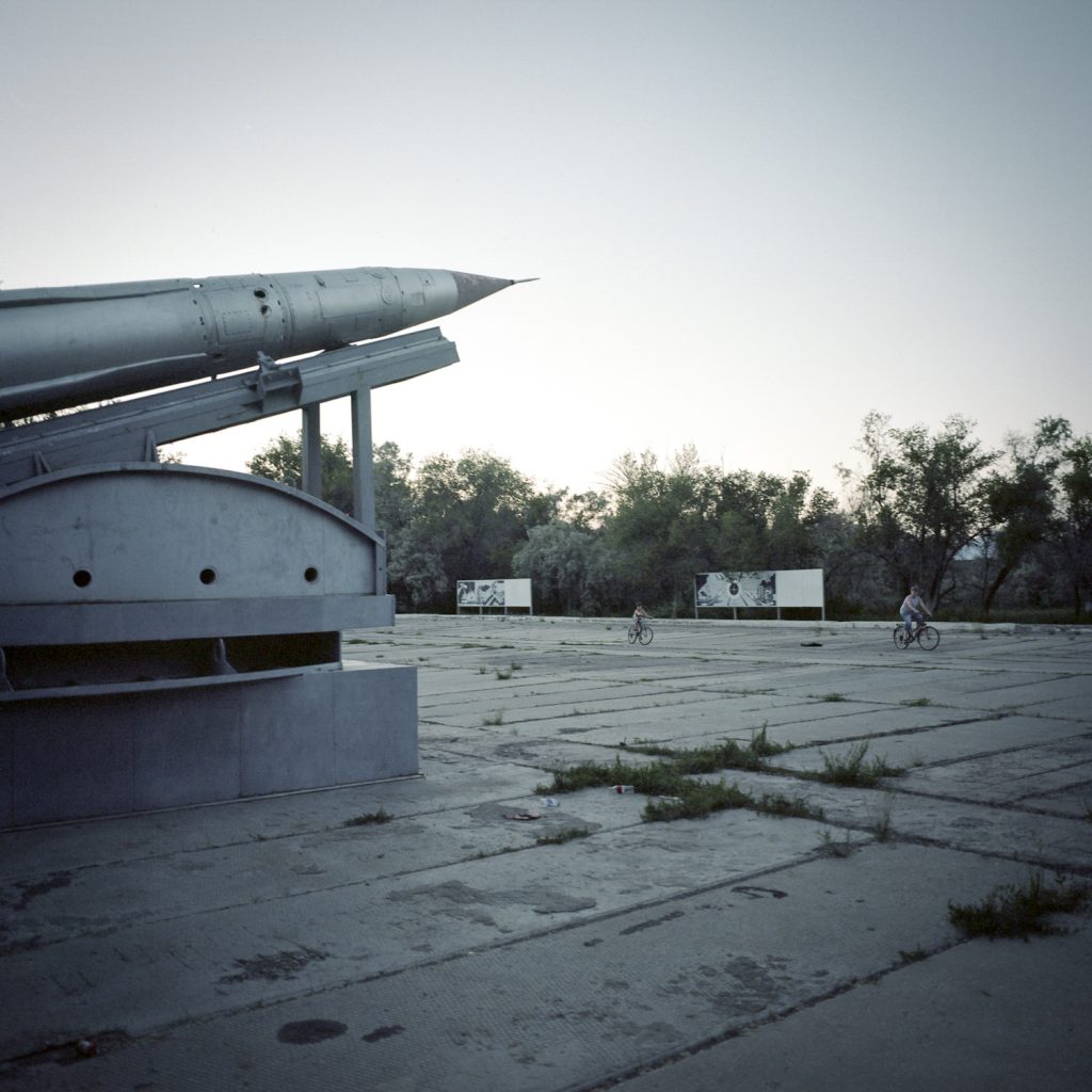 Balistic missile relic, Priozersk. This former closed town was used as the administration centre of the Sary Shagan polygon.